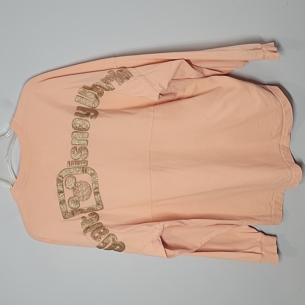 Walt Disney Parks Rose Gold Puff Sparkle Spirit Jersey Long Sleeve Tee
